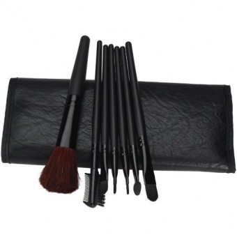 7 PCS Cosmetic Makeup Tool Powder Blush Eyelash Brow Concealer Lip Brush Kit Set